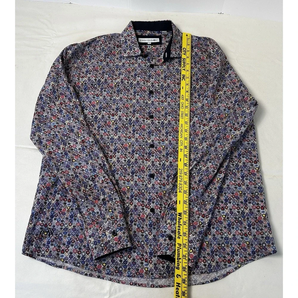 John Lennon Shirt Men's Size Large Multicolor Casual Button Up Long Sleeve - Picture 5 of 11